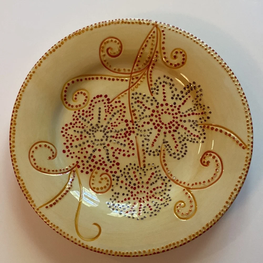 Pier 1 Floral Dot Pattern Replacement Salad Plate